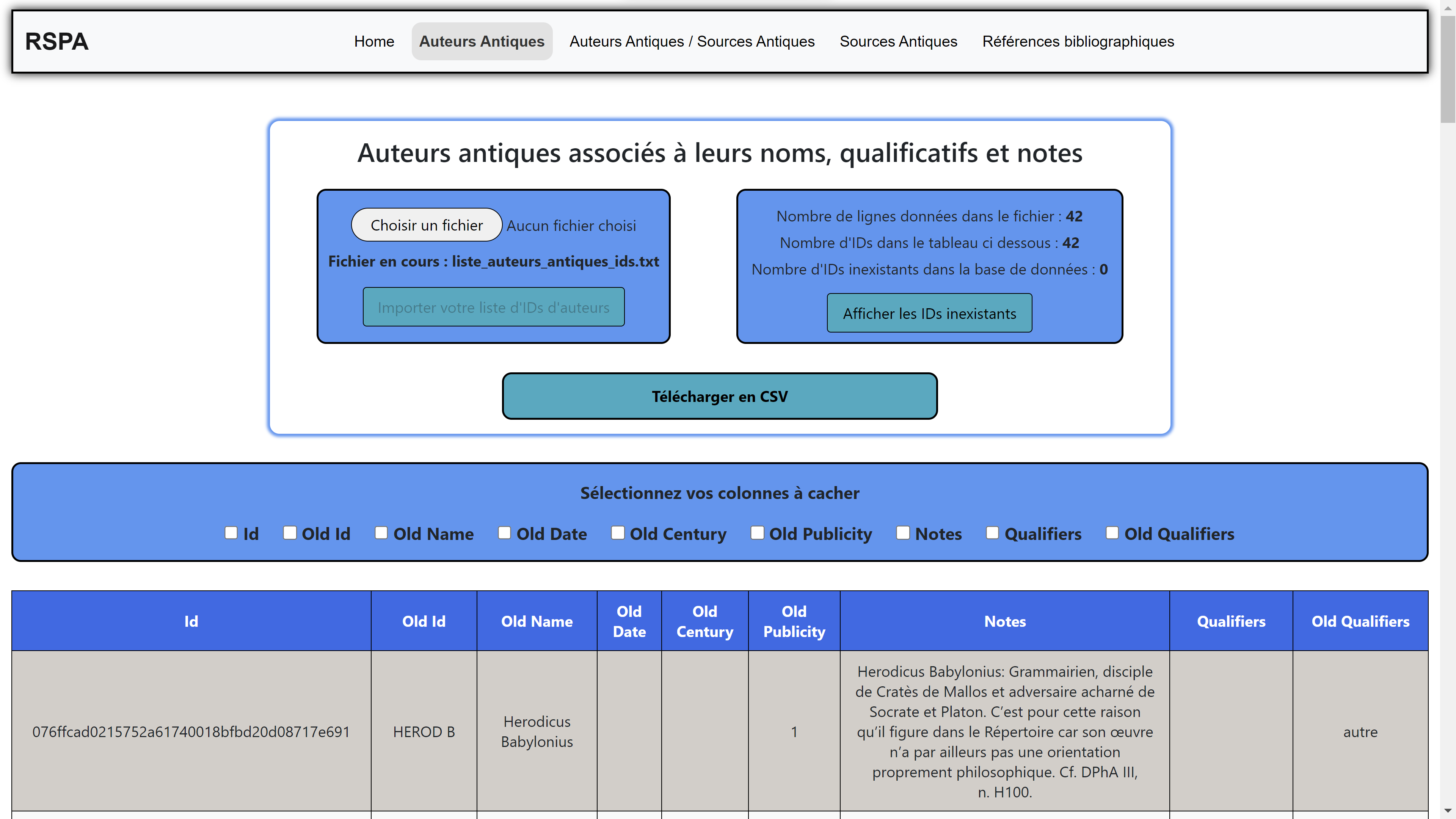 Après importation