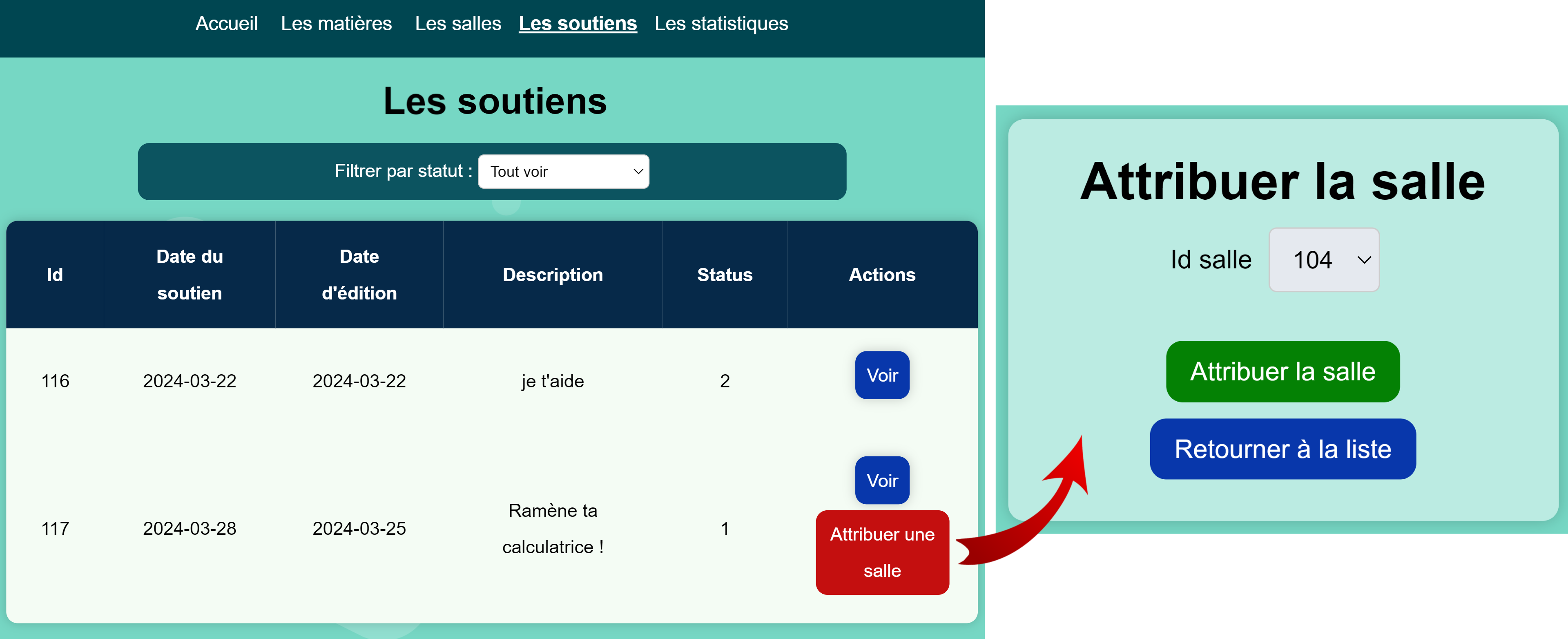 Attribution salles